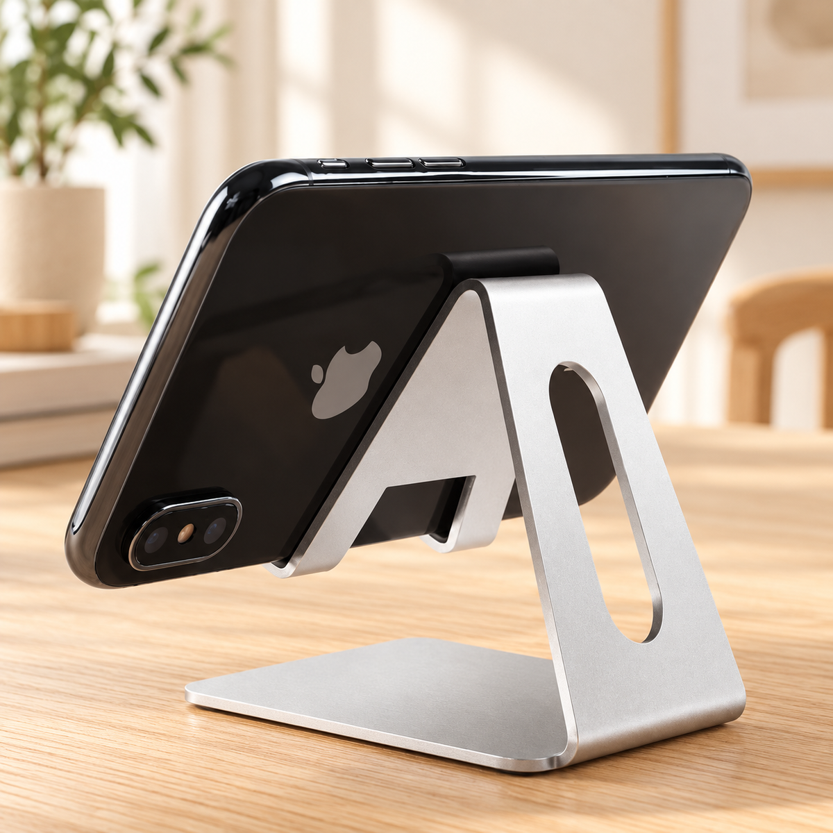 support telephone aluminium argent