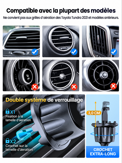 Support telephone voiture double verrouillage