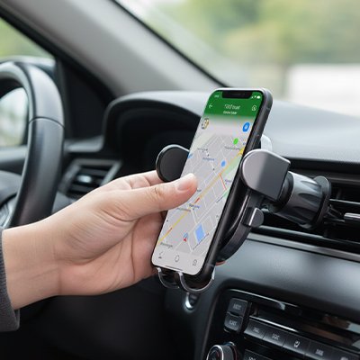 Support telephone voiture utilisation a une main
