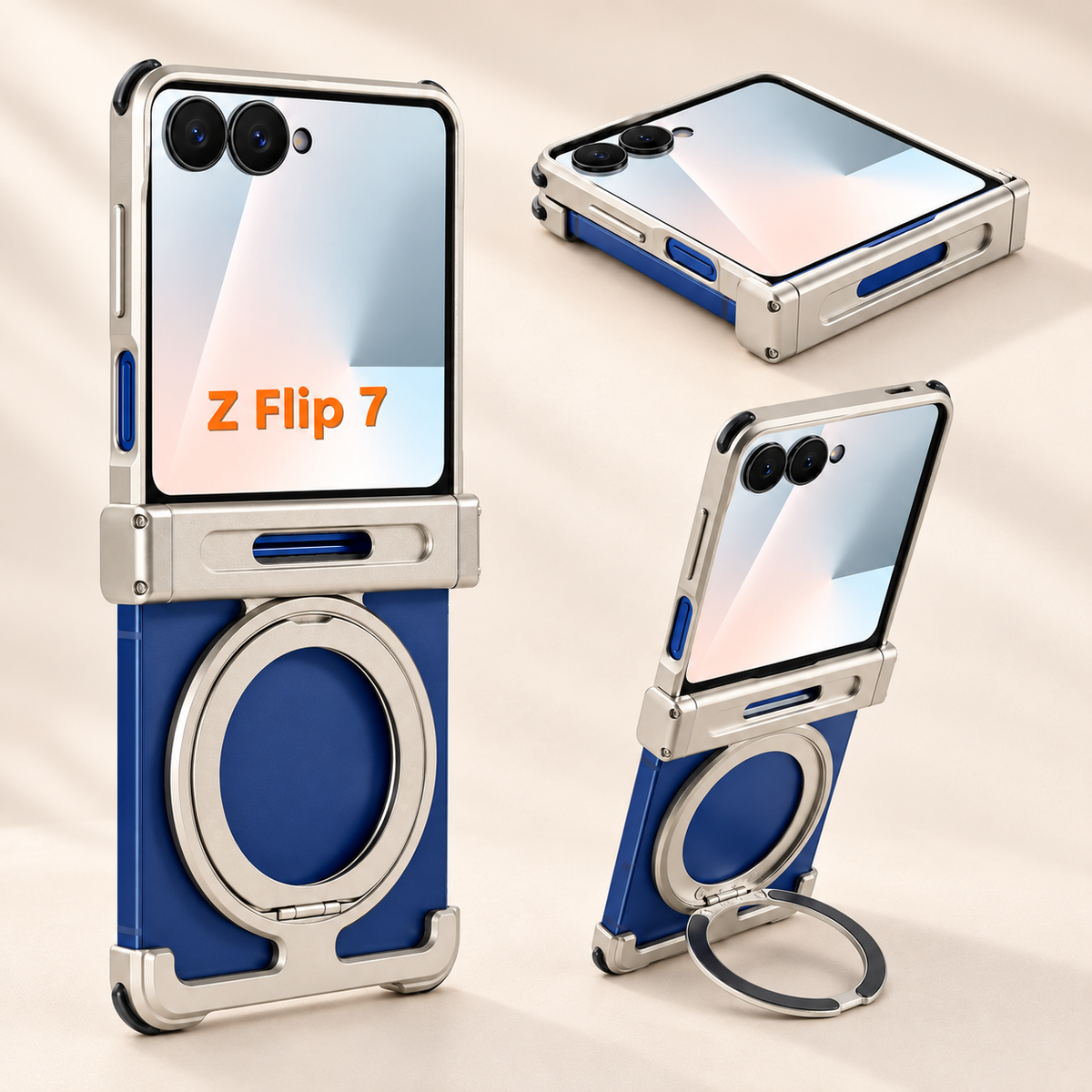 telephone coque Galaxy Z Flip 7 titanium et bleu